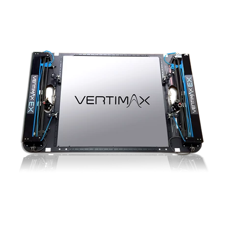 Vertimax EX System (8 bands), 4'x6' platform with 4'x4' landing mat. Includes (1) 360 Belt, (1) Waist harness, (1) Hip Flexor Harness, (1) Palm Strap Set, (1) Ankle Strap Set, (1) Users Manual, (1) User DVD.